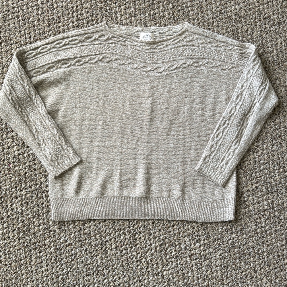 St John’s Bay | Women's Size Petite XL | Plus Size Cream Gold Knit Sweater